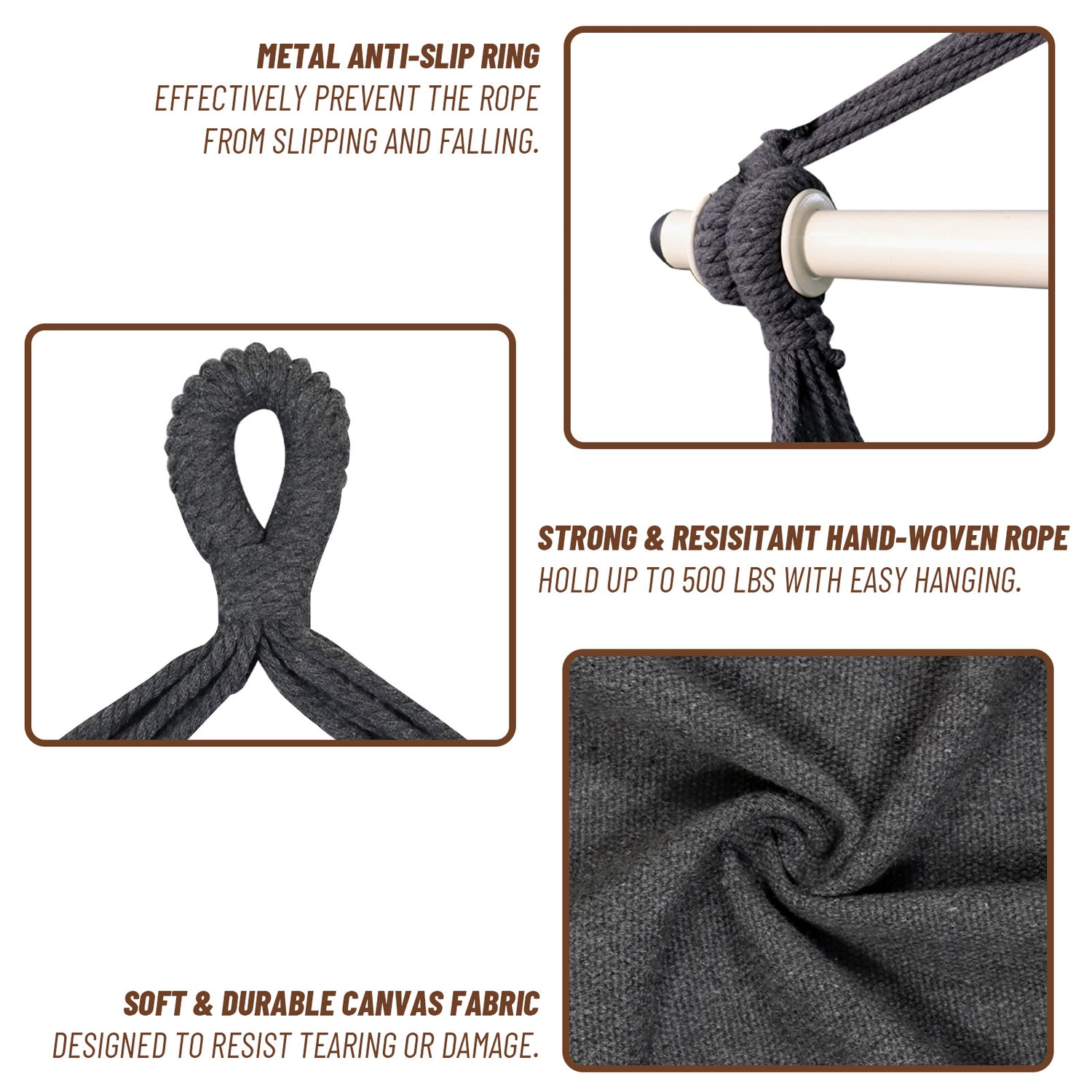 Charted Realms Hammock Chair with Cushions, Grey