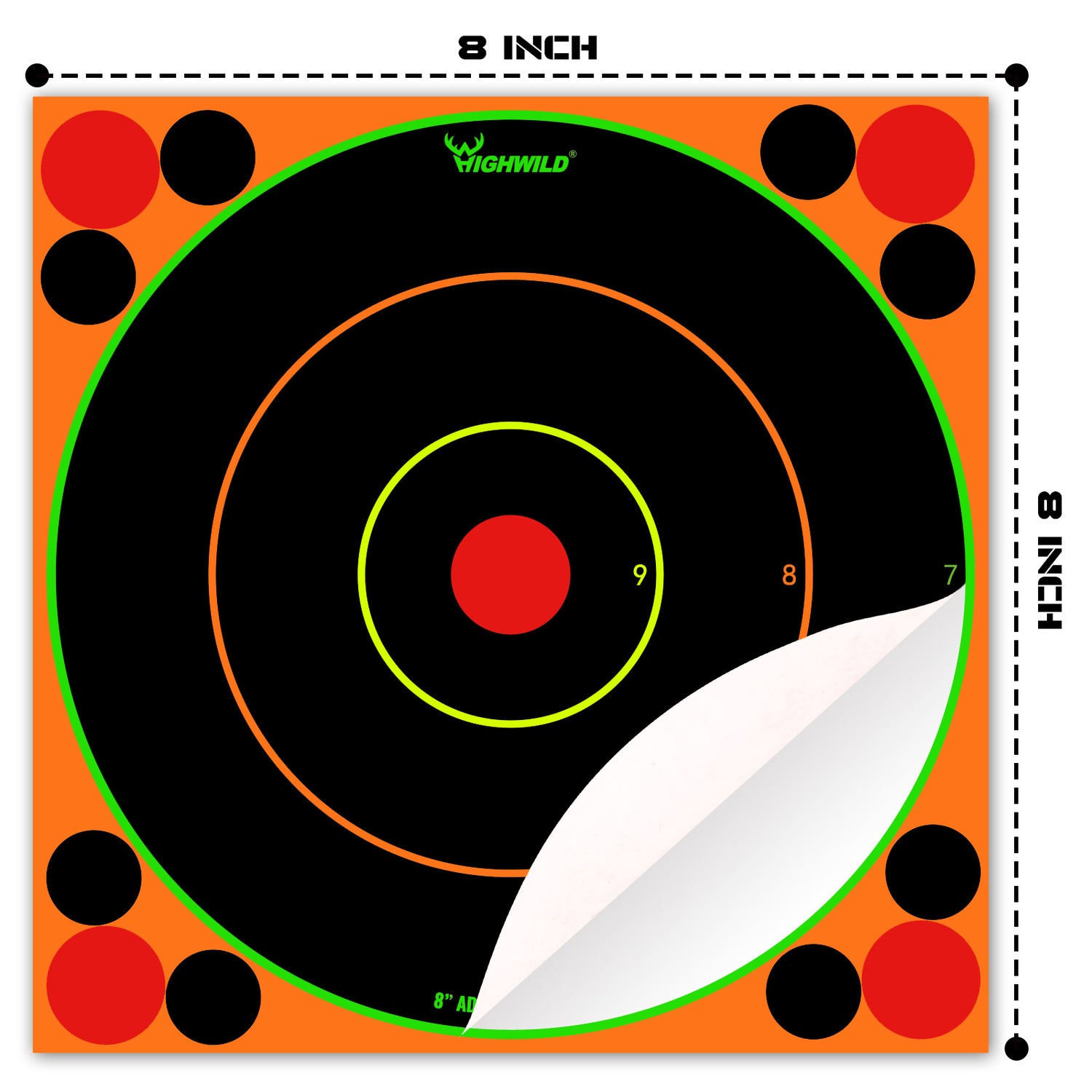 Stick Splatter Adhesive Bullseye Shooting Targets - Splash Effect of Multiple Colors - 8x8 Inch