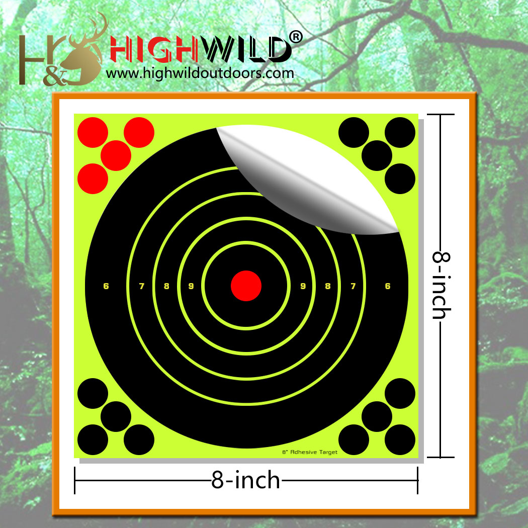 8” Paper Targets Silhouette - Splatter Shots Burst Bright Fluorescent Yellow Upon Impact