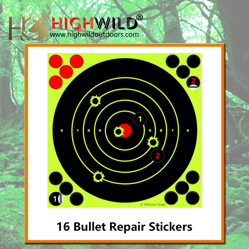 8” Paper Targets Silhouette - Splatter Shots Burst Bright Fluorescent Yellow Upon Impact