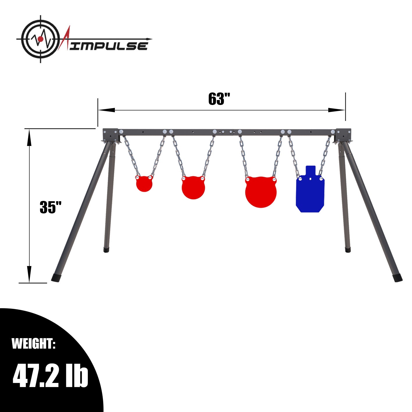 Aimpulse Steel Target Stand AR500 Shooting Target System--Including an extended stand, 4 targets and 4 chains