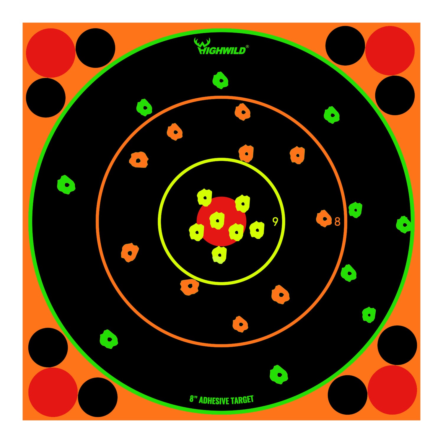 Stick Splatter Adhesive Bullseye Shooting Targets - Splash Effect of Multiple Colors - 8x8 Inch