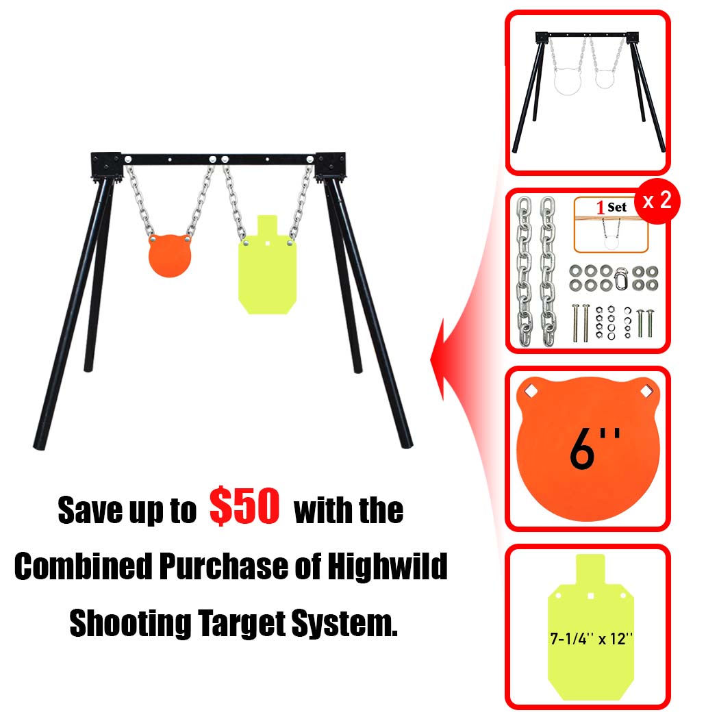 Steel Target Stand AR500 Shooting Target System (1 Stand, 2 Mounting Kits & 6