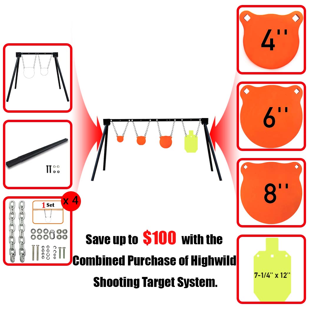 Steel Target Stand AR500 Shooting Target System (Stand, Mounting Kits & 4