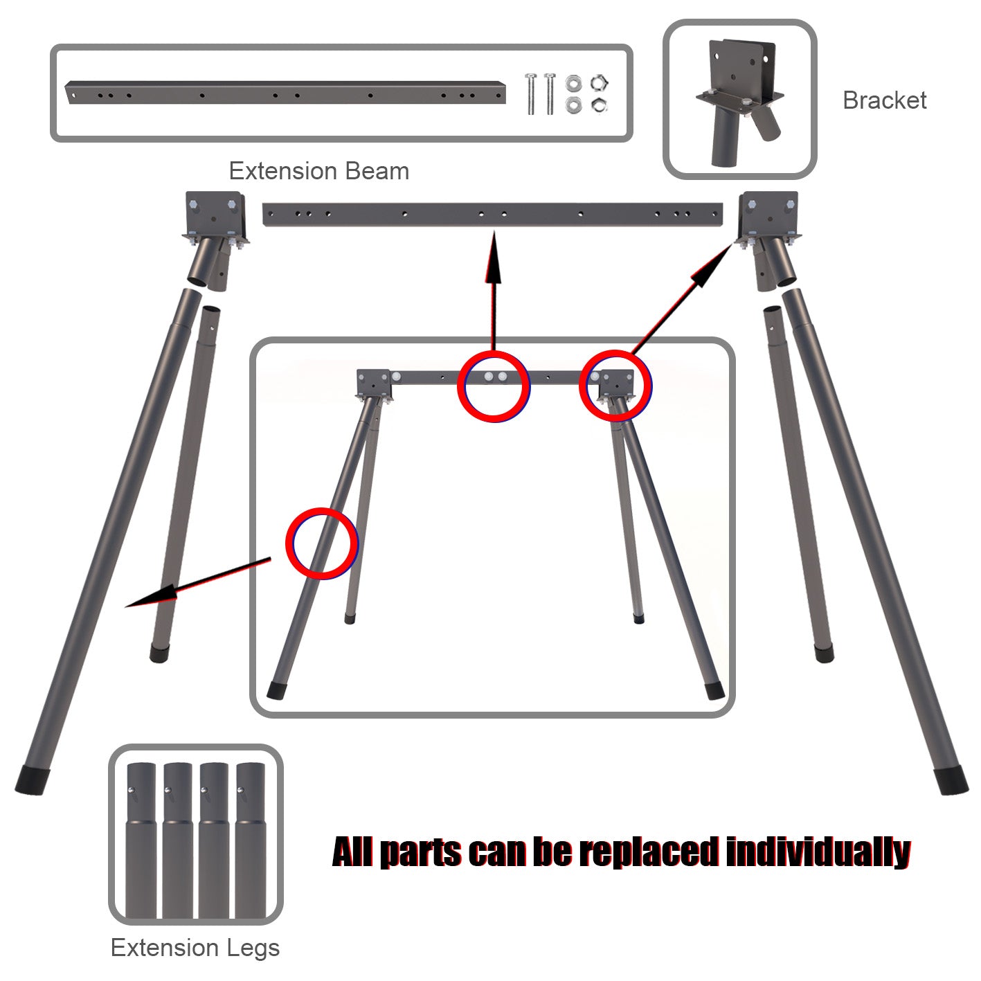 Aimpulse Steel Target Stand AR500 Shooting Target System--Including an extended stand, 4 targets and 4 chains