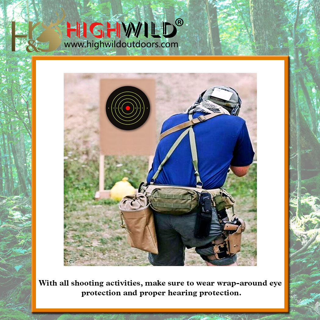 8” Paper Targets Silhouette - Splatter Shots Burst Bright Fluorescent Yellow Upon Impact