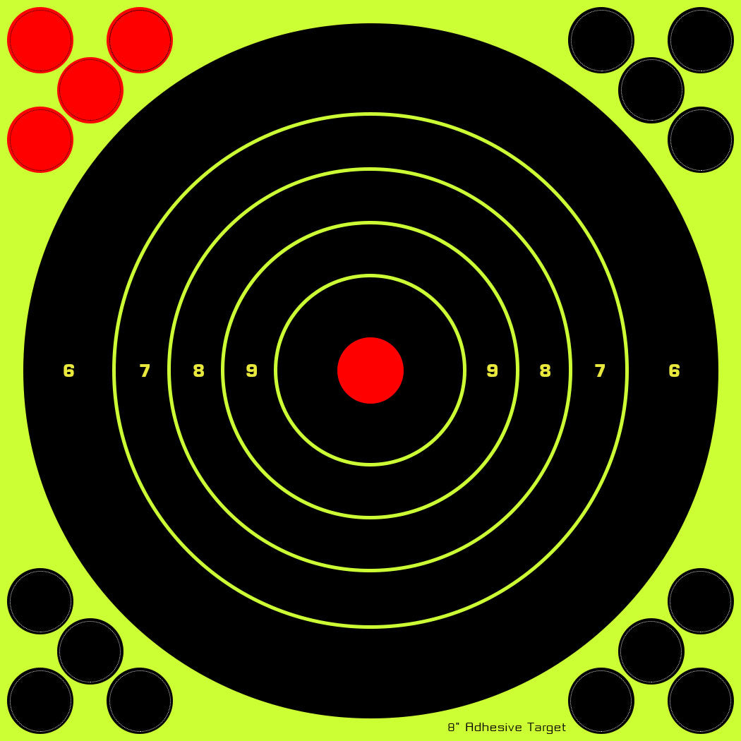 8” Paper Targets Silhouette - Splatter Shots Burst Bright Fluorescent Yellow Upon Impact