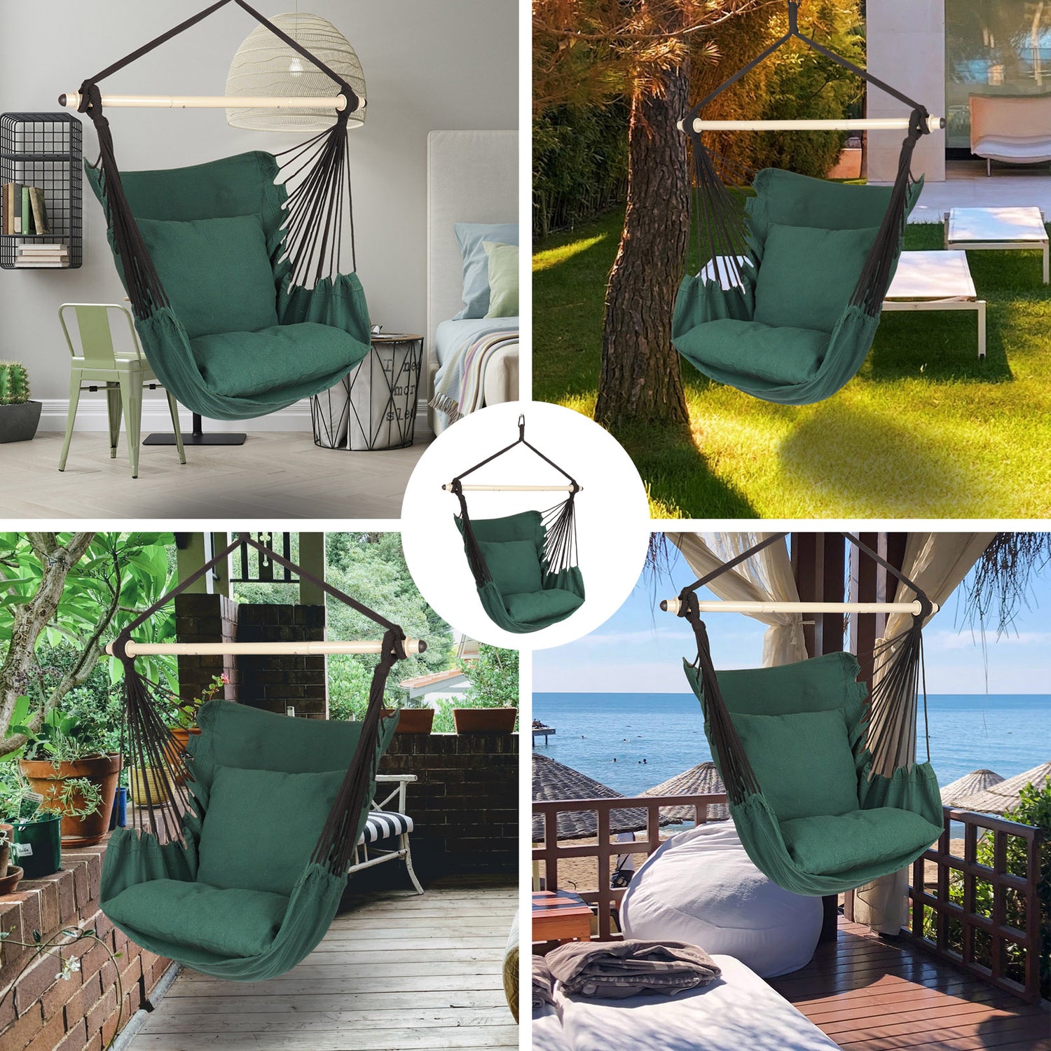 Charted Realms Hammock Chairs with Cushions, Green