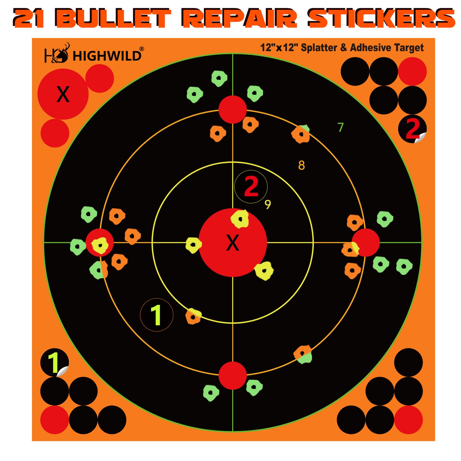 Bullseye Splatter Paper Targets 12x12 Inch