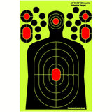 14.5” Paper Targets Silhouette - Splatter Shots Burst Bright Fluorescent Yellow Upon Impact (25 Pack)