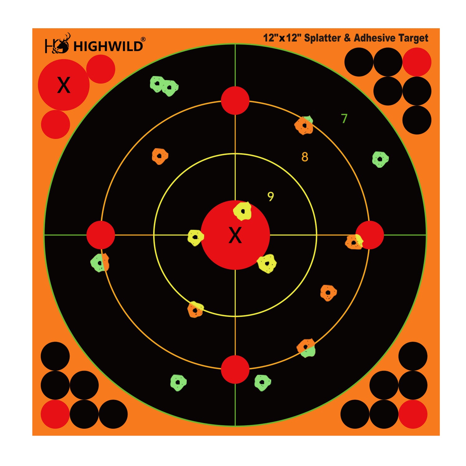 Bullseye Splatter Paper Targets 12x12 Inch